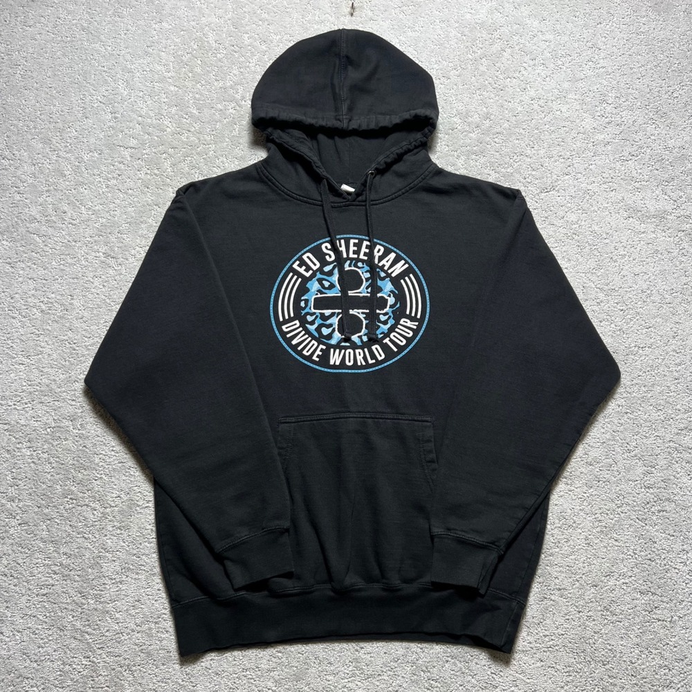 Ed Sheeran Divide World Tour 2018 Hoodie Size Large Black Concert Merch Pullover